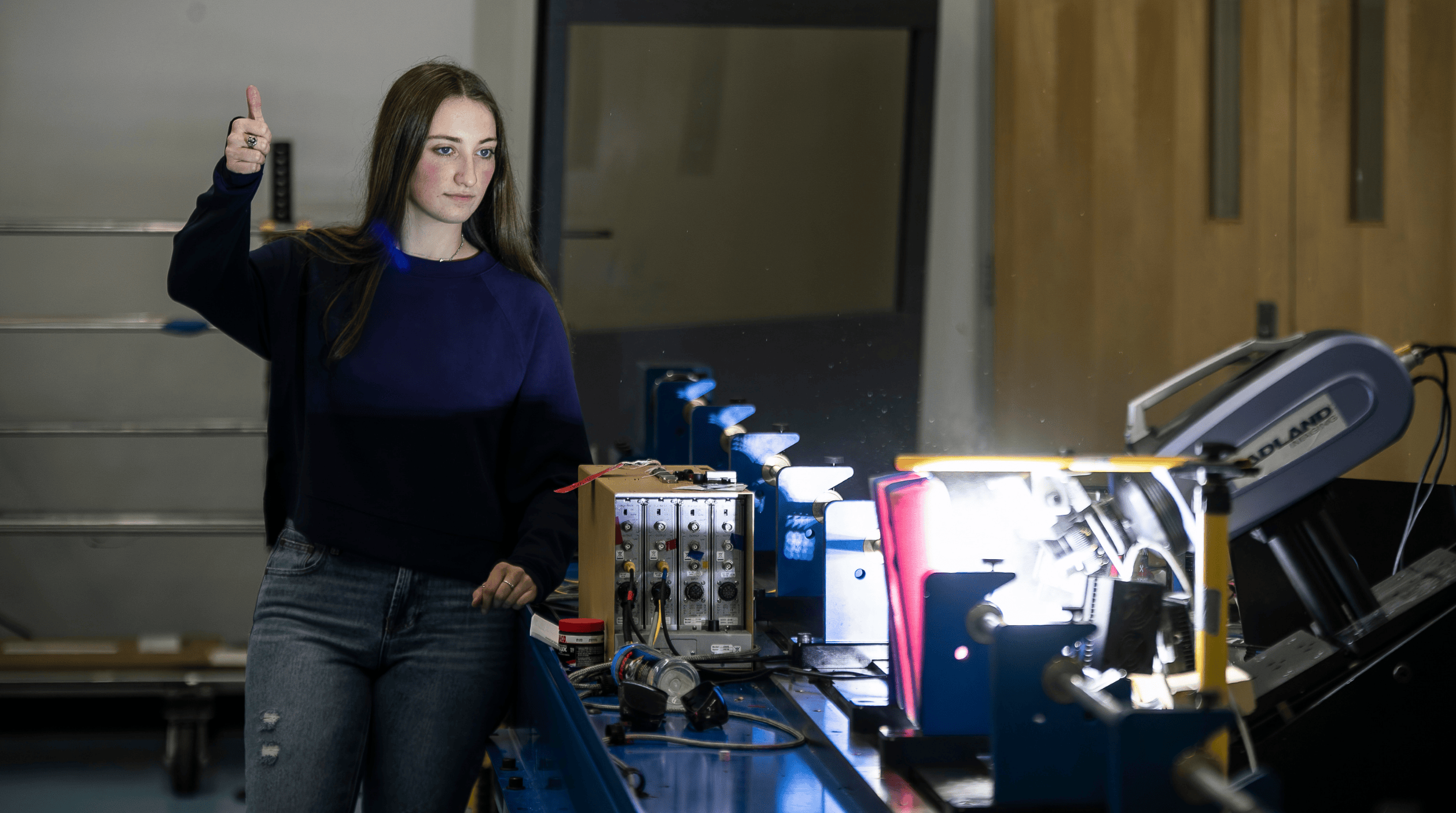 Student working in blast lab