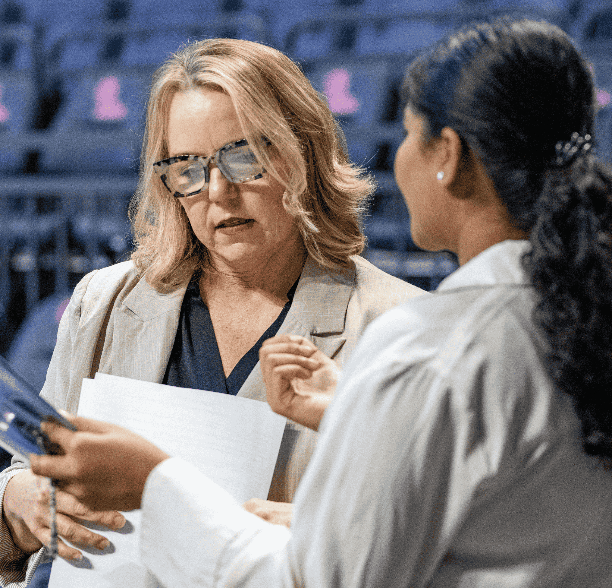 Student and employer talking