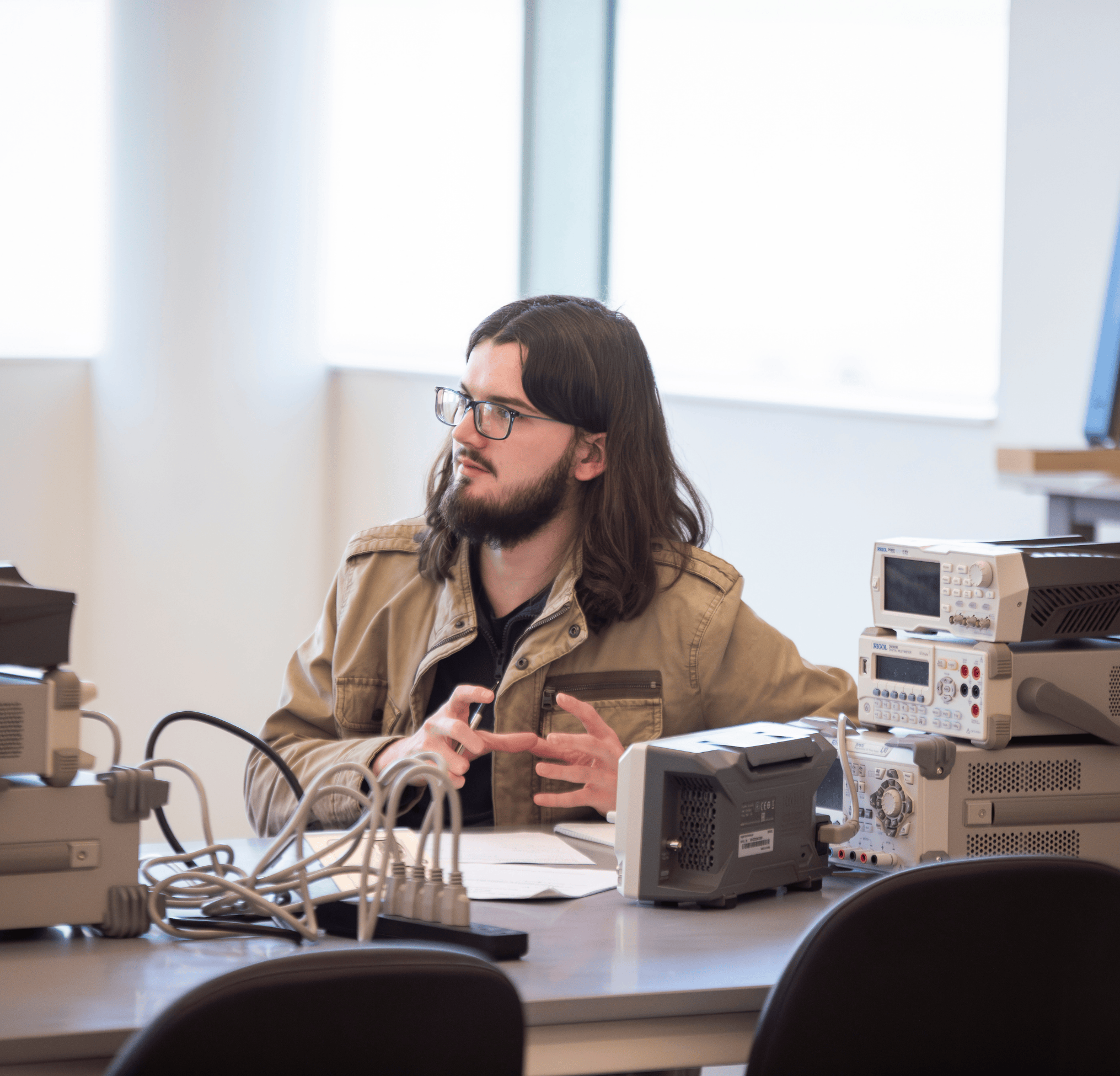 Student in classroom lab