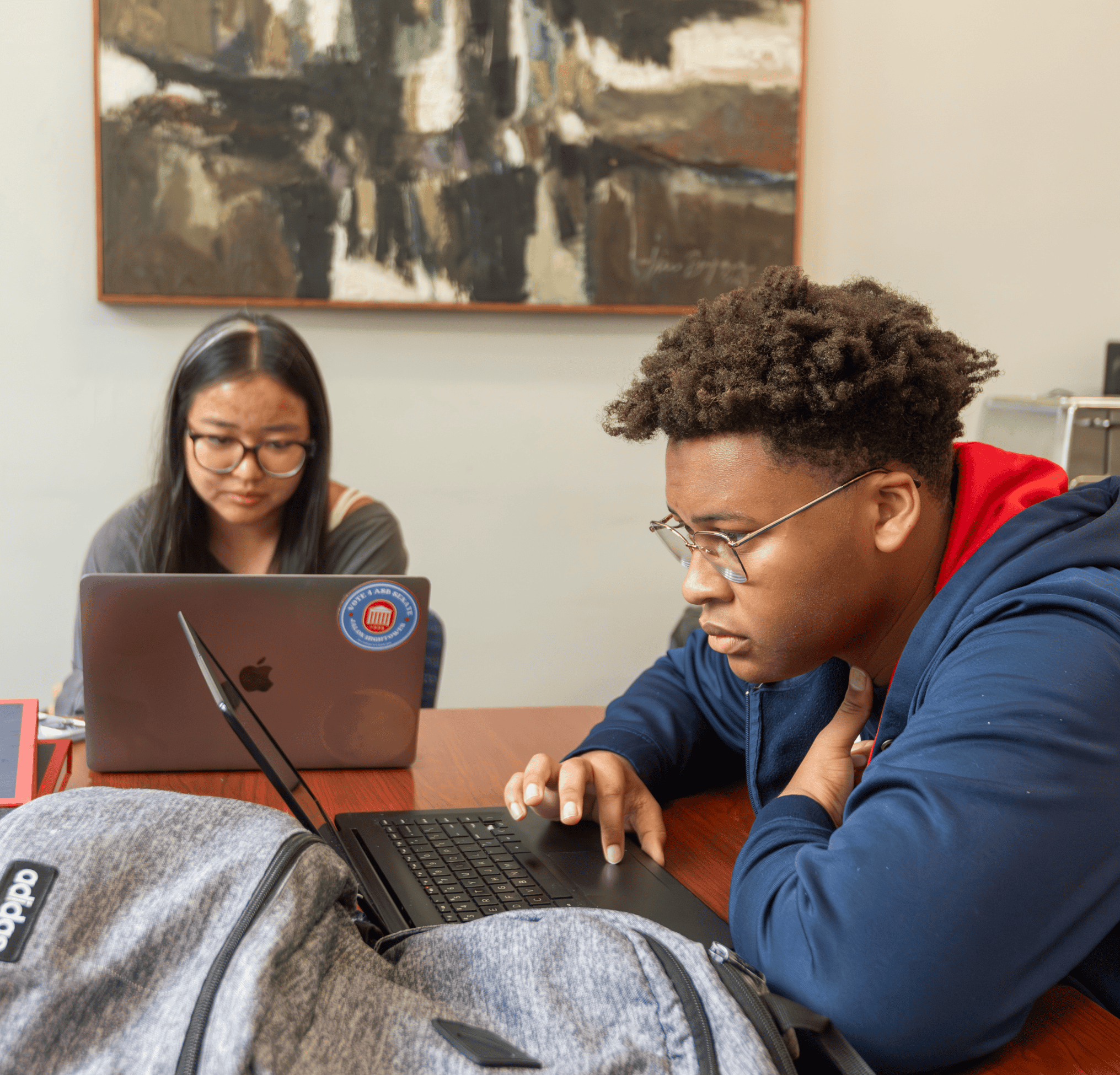 Two students studying